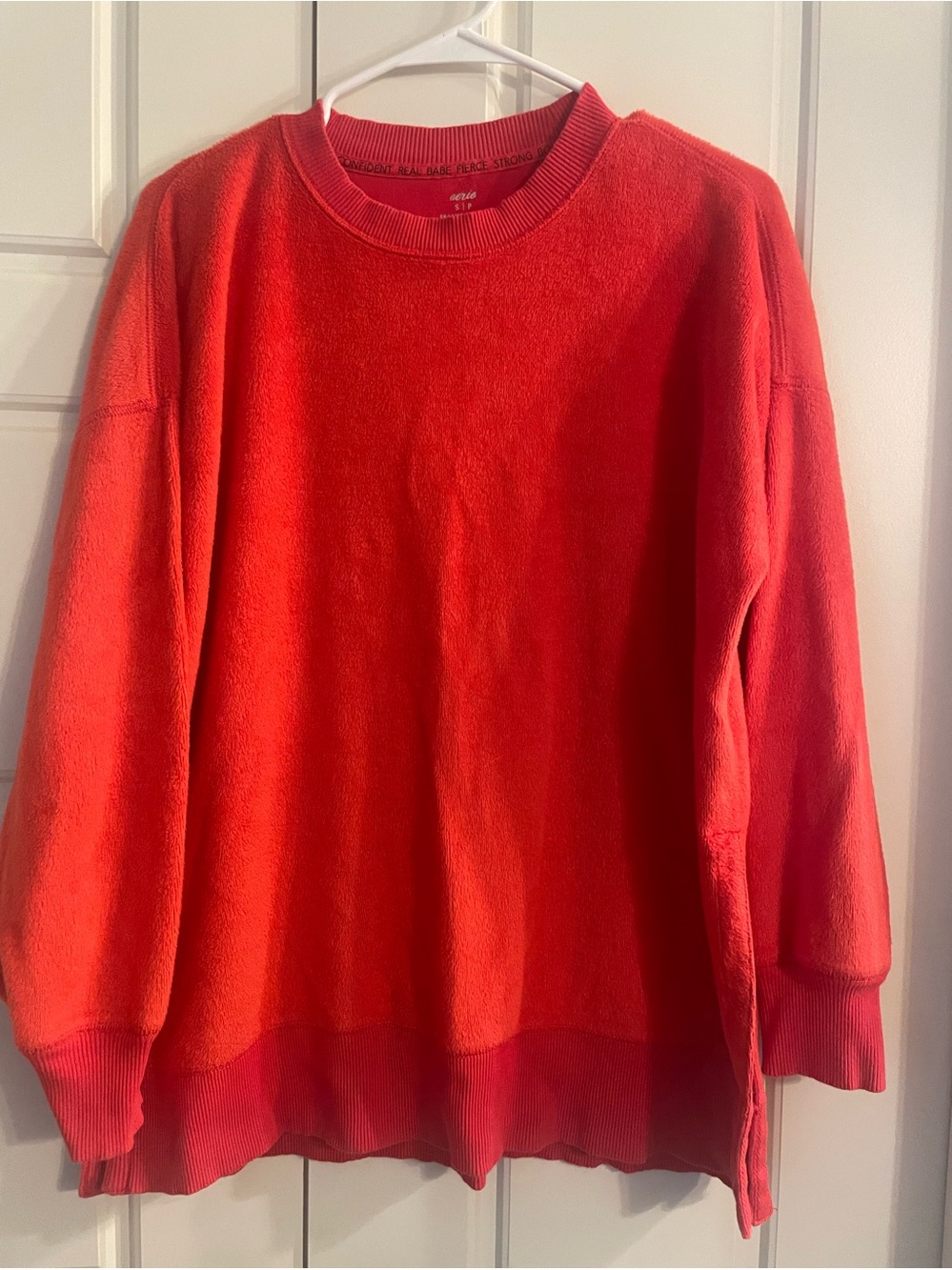Aerie Fleece Red Crewneck Sweatshirt
